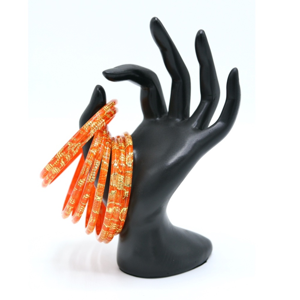 BANGLES Orange Gold 8-Piece Bracelet Set